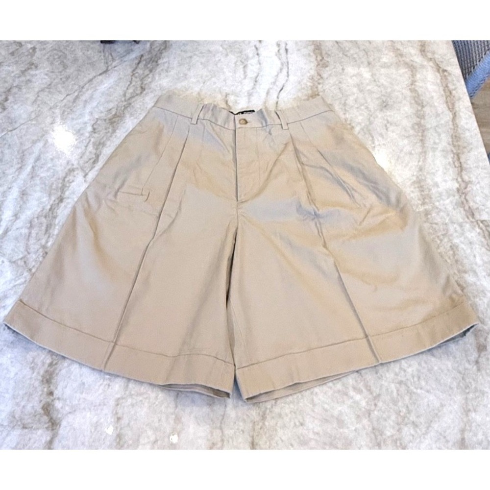 Polo Sport‎ Vintage 90s Womens Preppy Bermuda Shorts Flared; Tan; Size 6